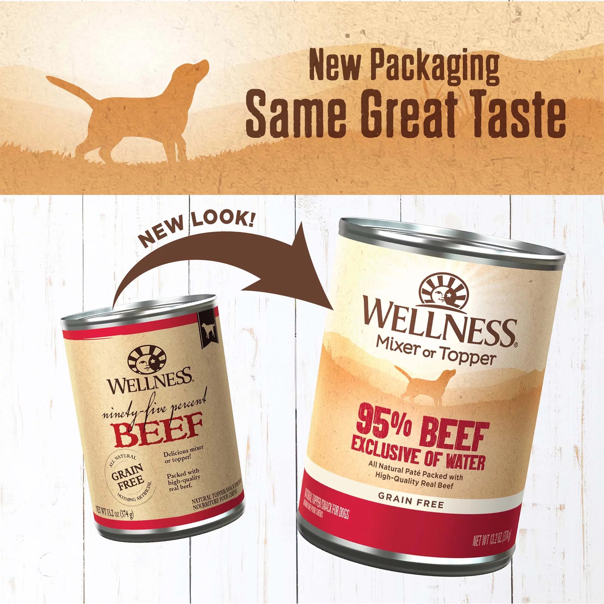 Wellness 95% Beef Natural Wet Grain Free Canned Dog Food, 13.2-Ounce Can (Pack of 12)