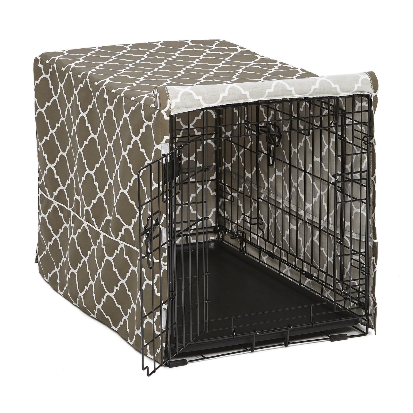 Dog Crate Cover, Brown Geometric Pattern, 30"