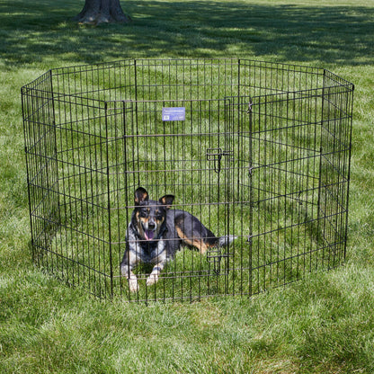 Foldable Metal Exercise Dog Playpen with Door, 36"H