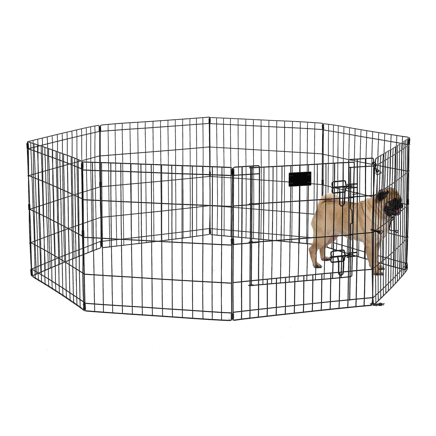 Metal Black Exercise Small Pet Dog Playpen with Door, 24"H