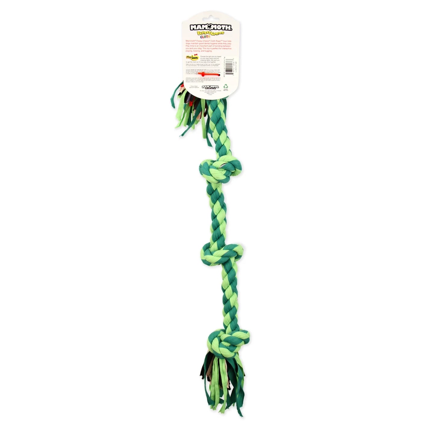 Flossy Chews Cloth 4 Knot Tug Rope Dog Toy, Large, 27", Assorted Colors