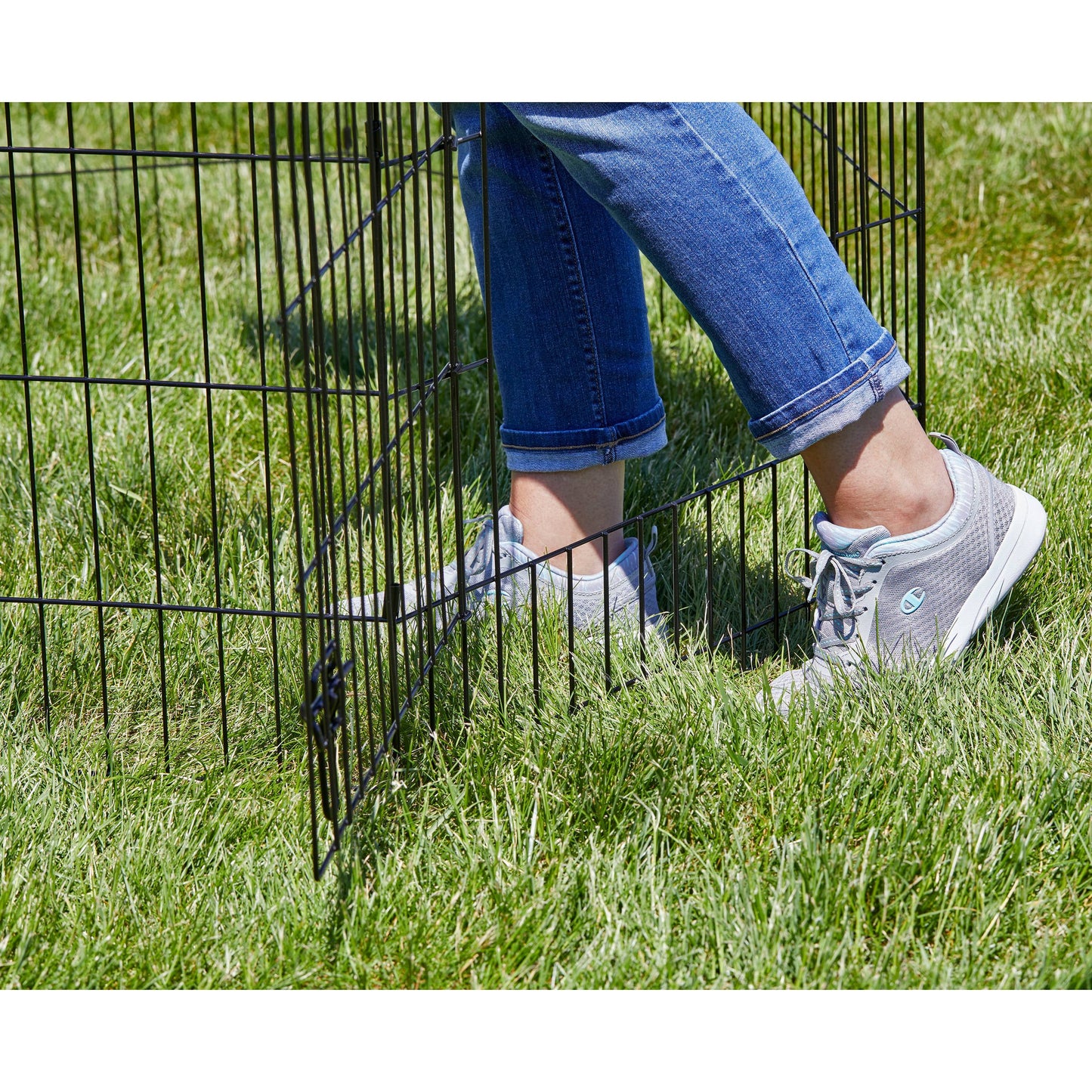 Foldable Metal Exercise Dog Playpen with Door, 36"H