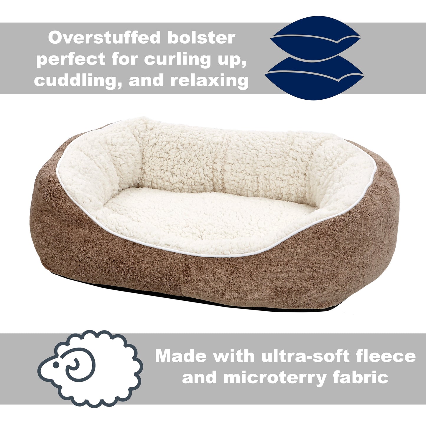 Midwest Ultra-Soft Fleece Dog & Cat Cuddle Bed, Small, Brown