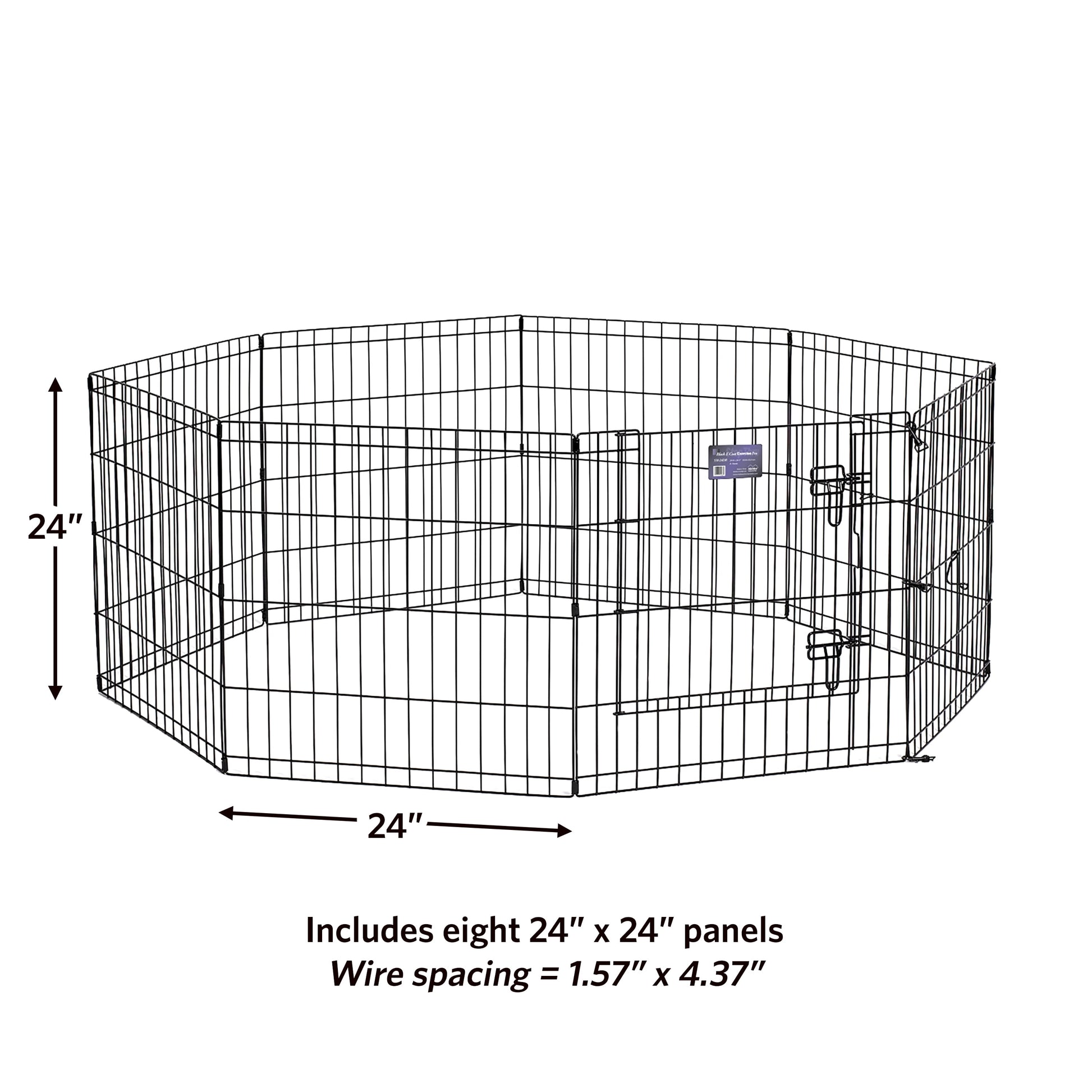 Metal Black Exercise Small Pet Dog Playpen with Door, 24"H