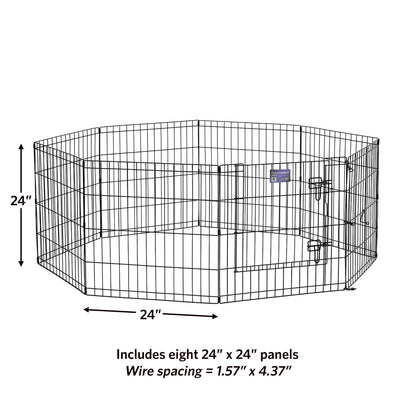 Metal Black Exercise Small Pet Dog Playpen with Door, 24"H