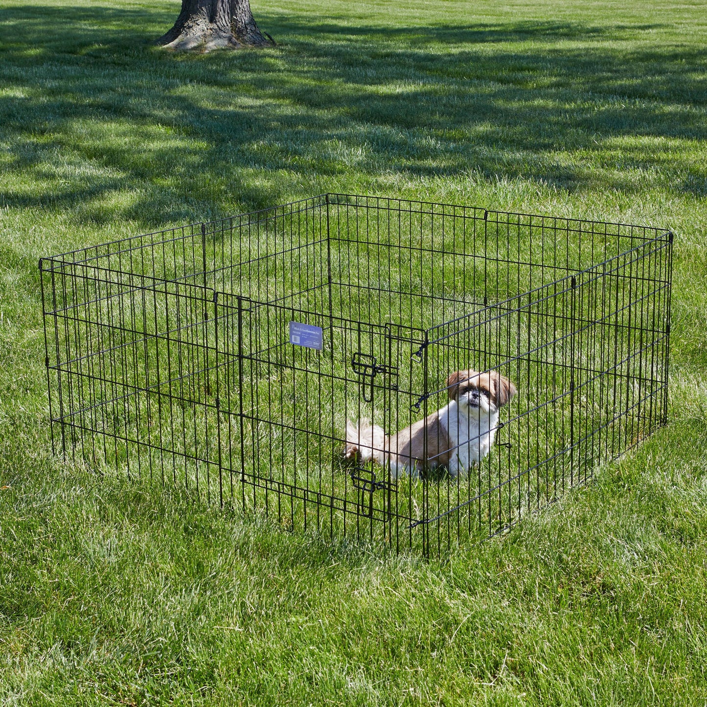 Metal Black Exercise Small Pet Dog Playpen with Door, 24"H