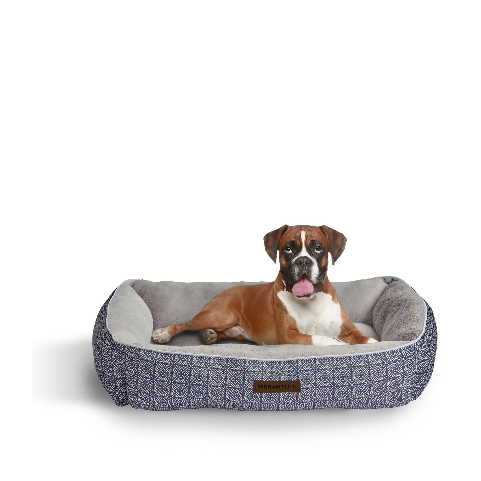 Lounger Pet Bed, Large, Black Geo 36" X 27"