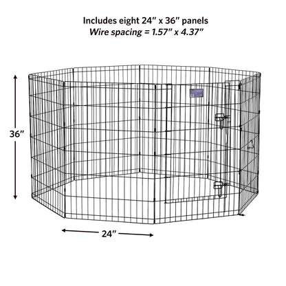 Foldable Metal Exercise Dog Playpen with Door, 36"H