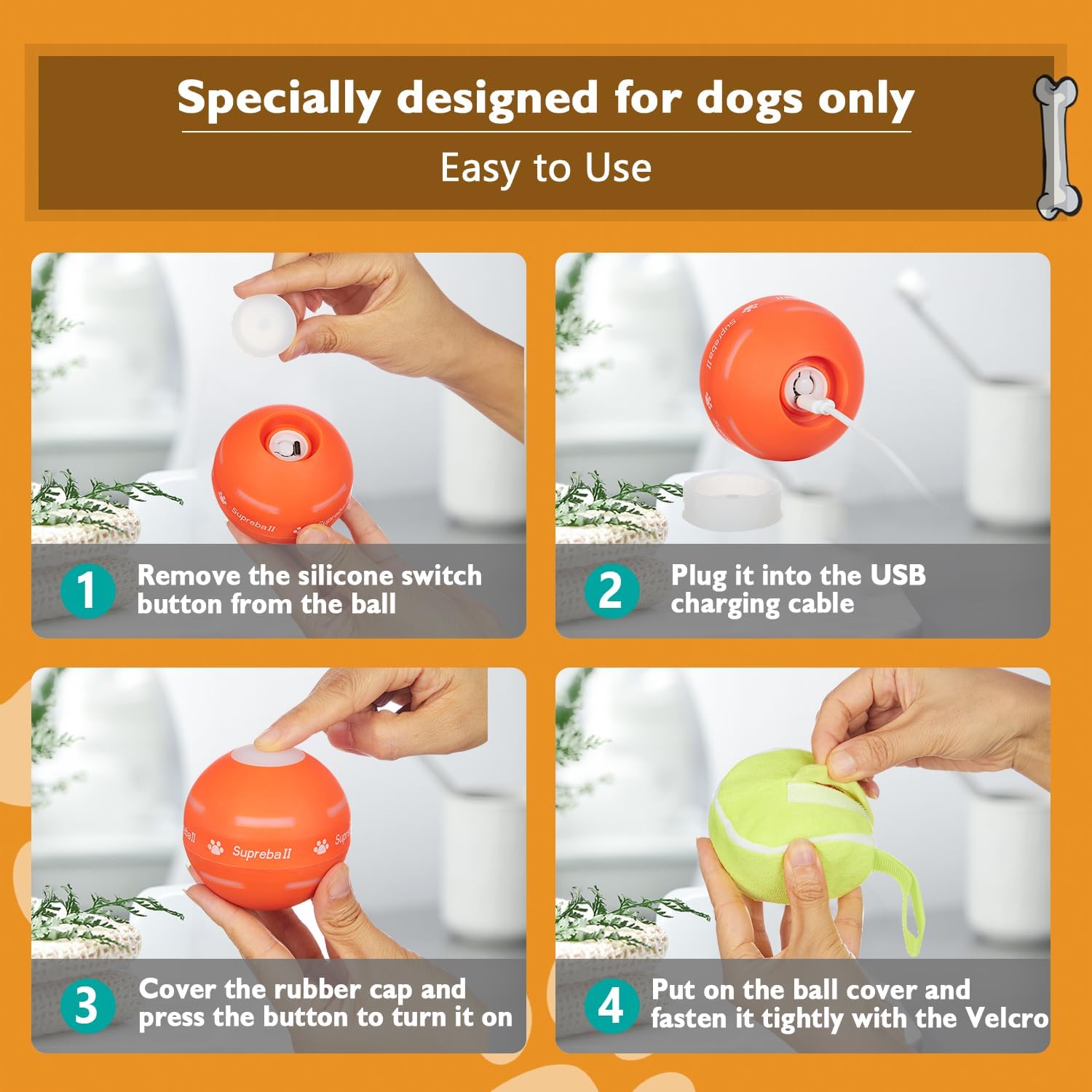 Interactive Dog Toys Dog Ball,[Newly Upgraded] Durable Motion Activated Automatic Rolling Ball Toys For/Small/Medium/Large Dogs,Usb Rechargeable