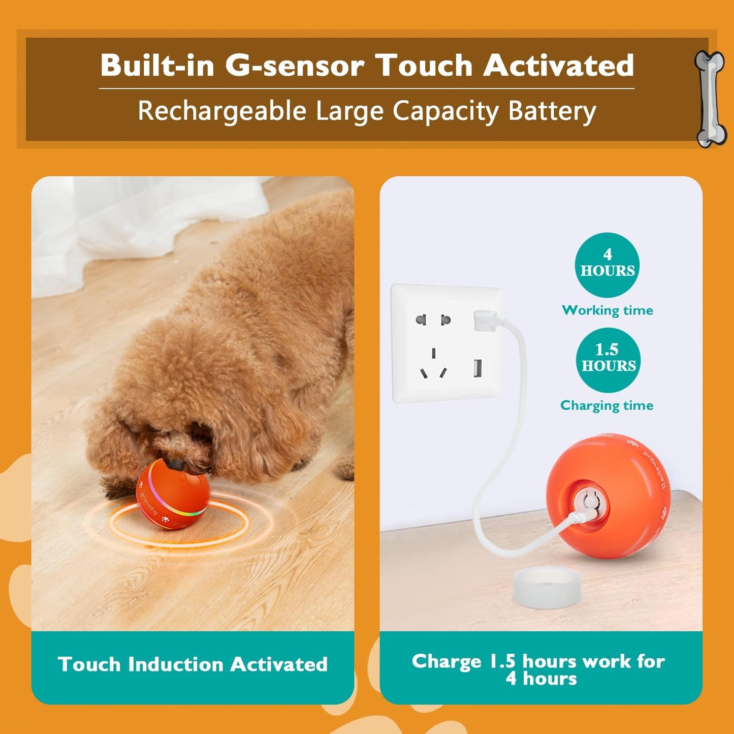 Interactive Dog Toys Dog Ball,[Newly Upgraded] Durable Motion Activated Automatic Rolling Ball Toys For/Small/Medium/Large Dogs,Usb Rechargeable