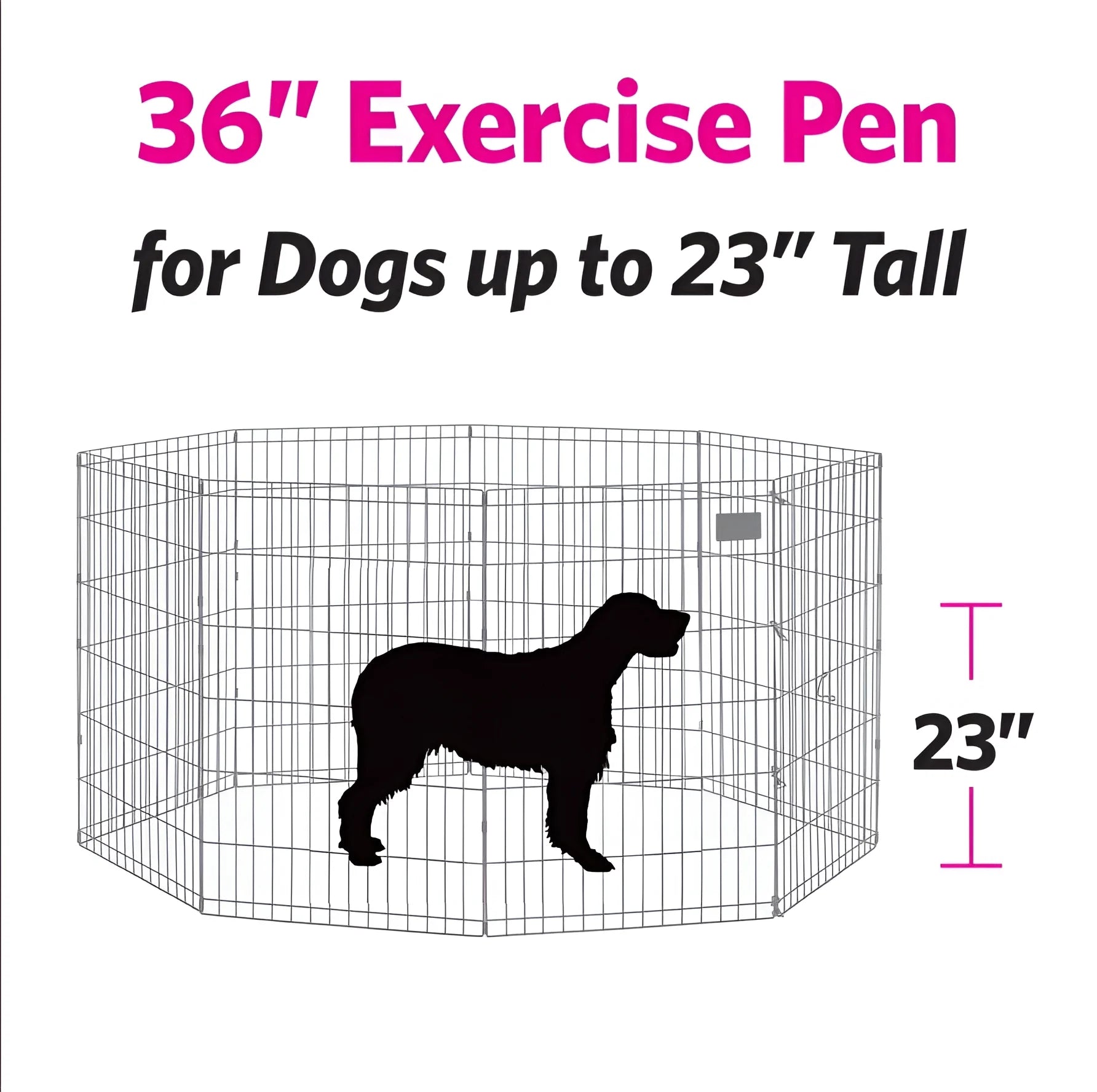 Foldable Metal Exercise Dog Playpen with Door, 36"H