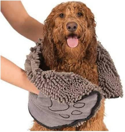 Microfiber Dog Towels for Drying Dogs -Super Absorbent, Quick Drying, & Machine Washable Bath Towel - Must Have Dog & Cat Bathing Supplies | Grey 13X31