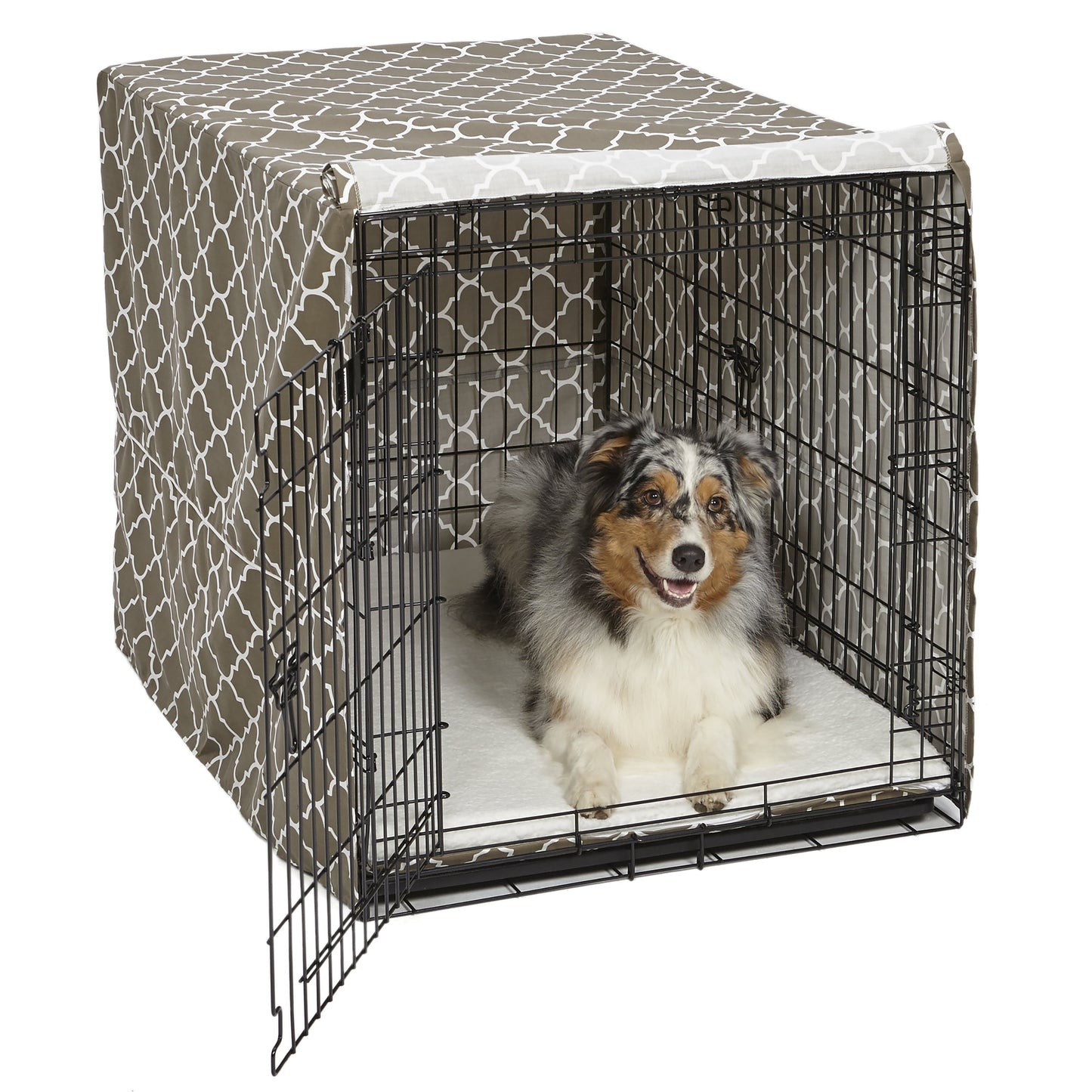 Dog Crate Cover, Brown Geometric Pattern, 42"