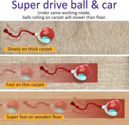 Interactive Cat Toys Ball for Indoor Cats Fast Rolling on Carpet, Chirping & Motion Activate Cat Toys (Red)