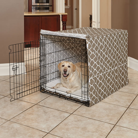 Dog Crate Cover, Brown Geometric Pattern, 42"