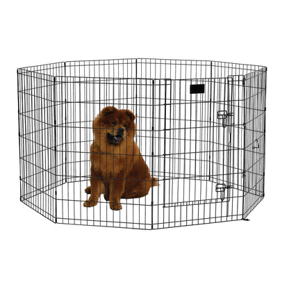 Foldable Metal Exercise Dog Playpen with Door, 36"H