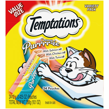 Creamy Puree Squeezable Lickable Wet Treat for Cats, 0.42 Oz (24 Variety Pack)