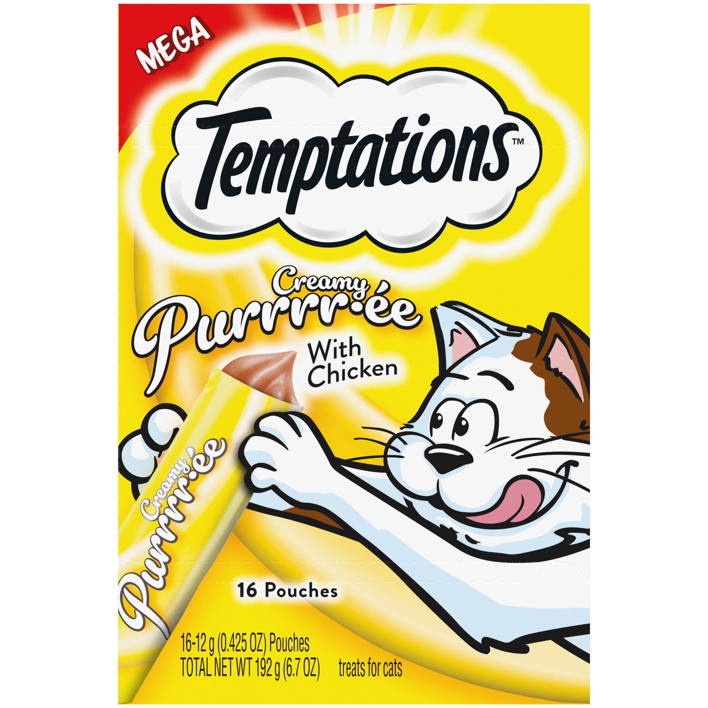 Creamy Puree with Chicken Squeezable Lickable Wet Treats for Cats, 0.42 Oz (16 Pack)