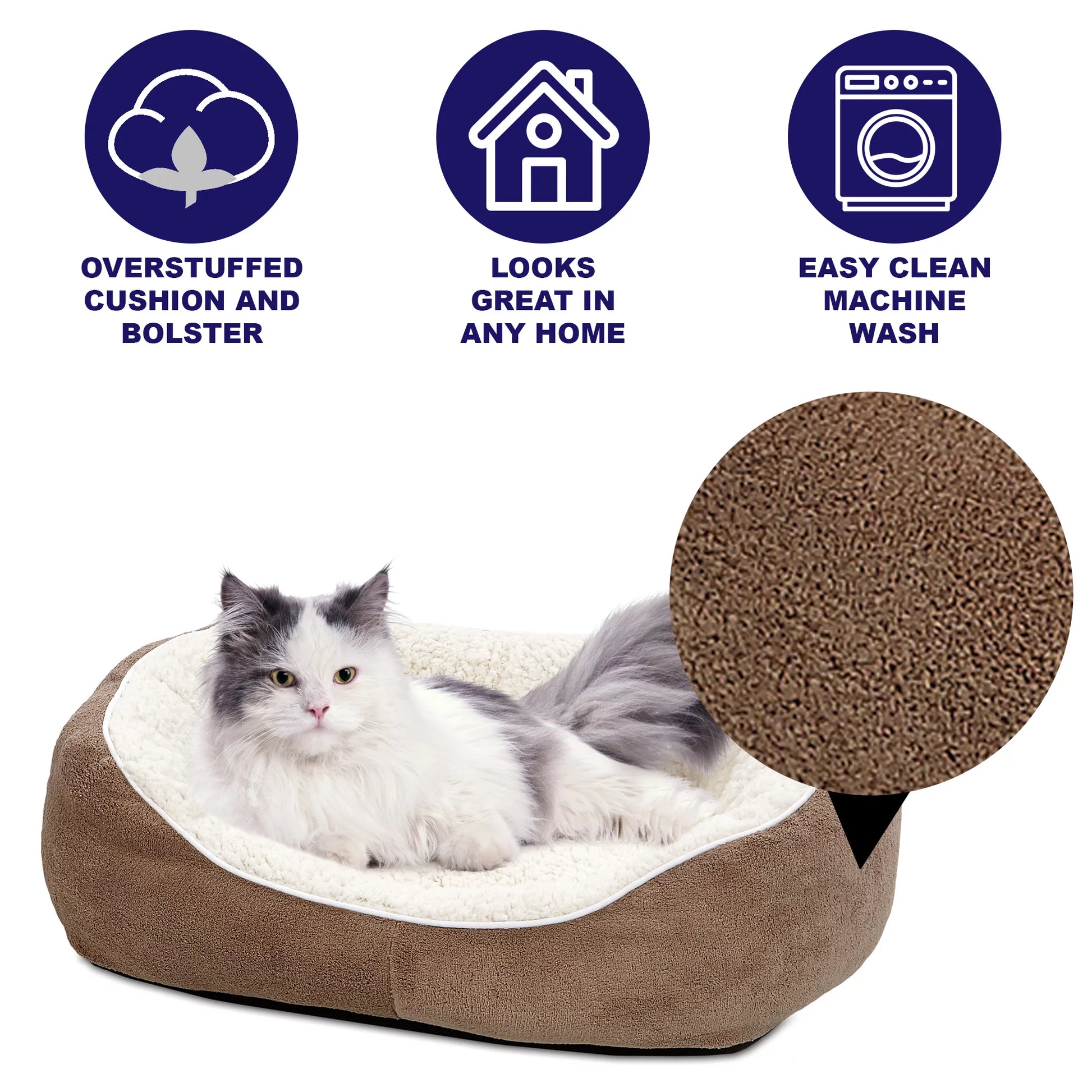 Midwest Ultra-Soft Fleece Dog & Cat Cuddle Bed, Small, Brown