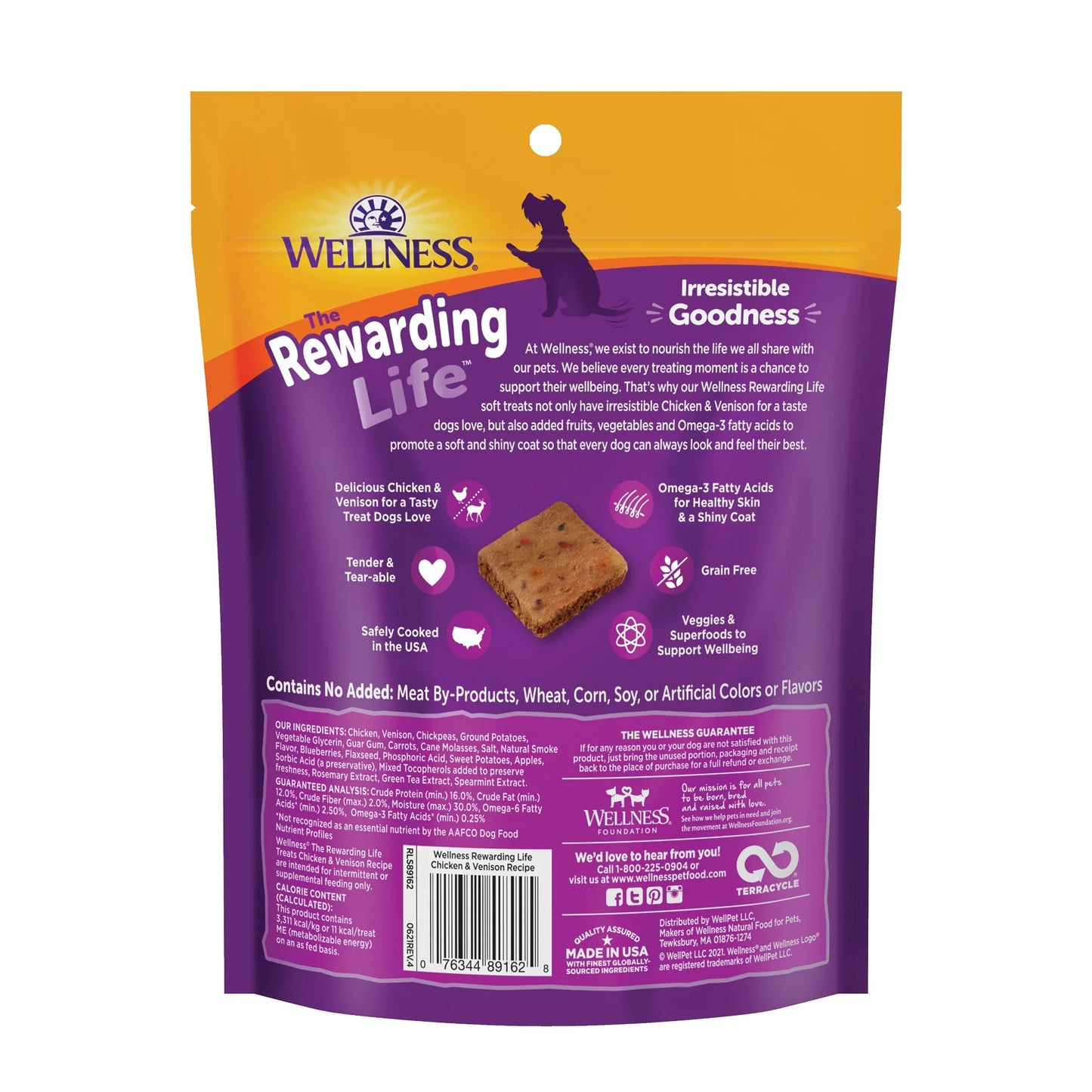 Wellness Rewarding Life Soft & Chewy Dog Treats, Grain Free, Chicken & Venison, 6 Ounce Bag